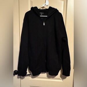 Attention Men's Black Zip-Up Hooded Sweater